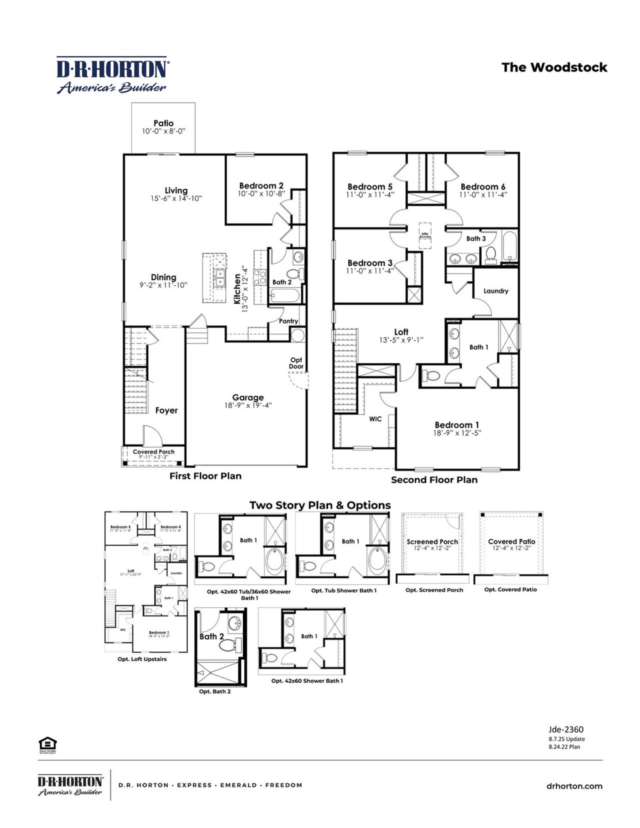 2D floor plan layout for the WOODSTOCK by D.R. Horton in Chapman Village, Conway, SC (Image 2).