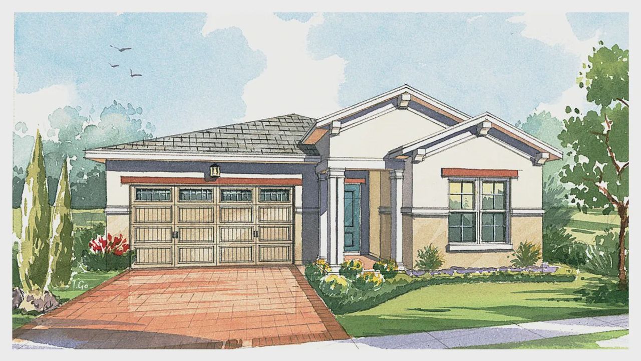 Representative exterior photo of a completed home built from the Anna Maria by Jones Homes USA in Twin Lakes, St. Cloud, FL (Image 2).