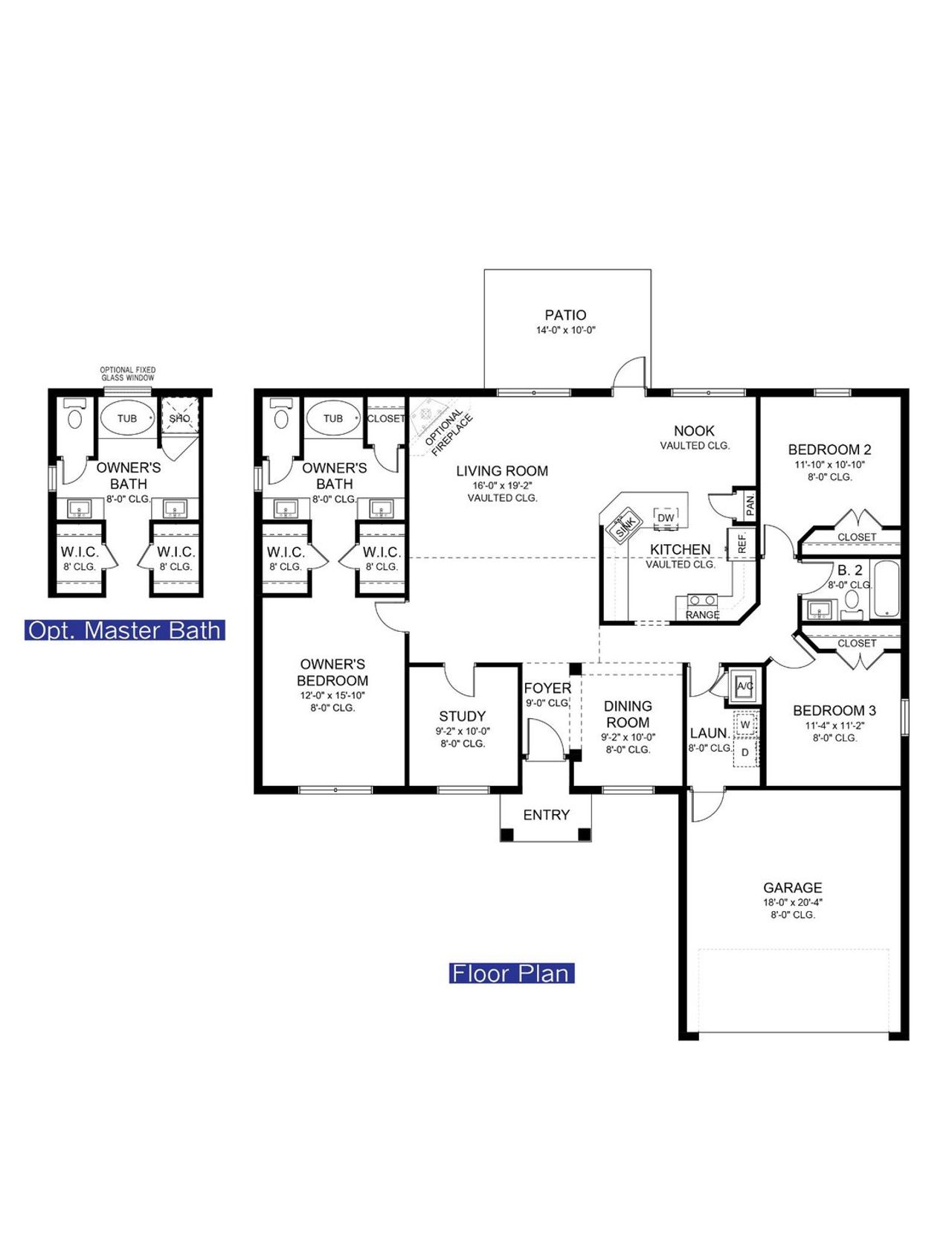 2D floor plan layout for the 1860 by Adams Homes in Marion Oaks, Ocala, FL (Image 2).