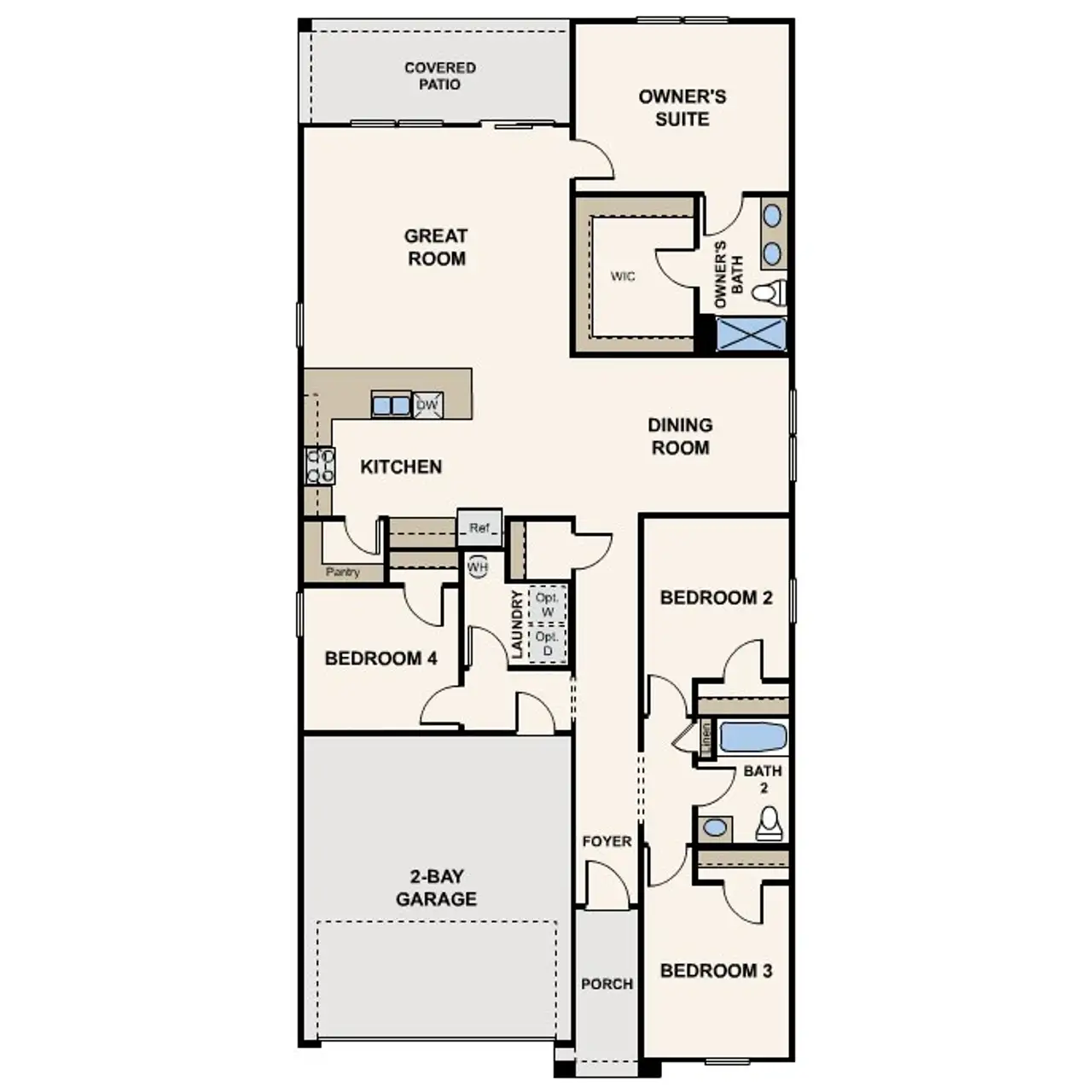 2D floor plan layout of this home in North Fork at Laughlin Ranch, Bullhead City, AZ (Image 2).