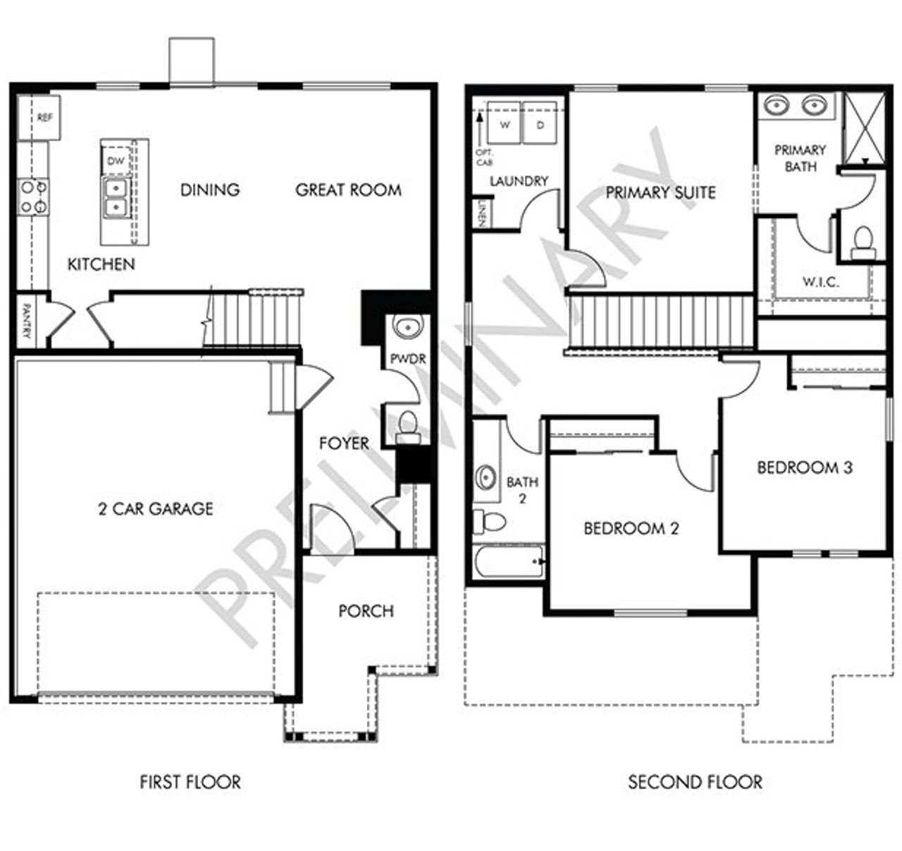 2D floor plan layout of this home in Lorson Ranch: The Trail Collection, Colorado Springs, CO (Image 2).