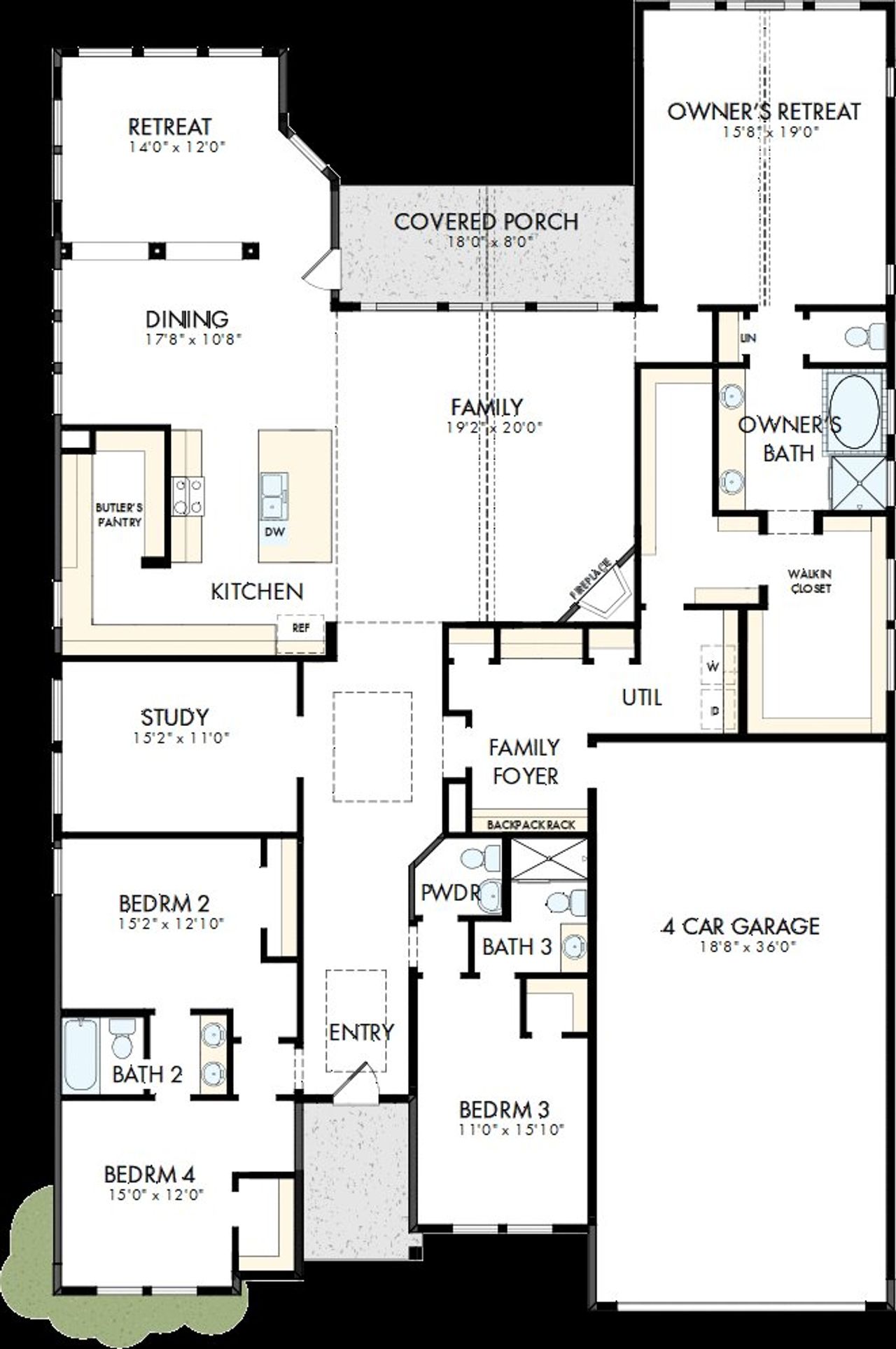 2D floor plan layout of this home in Sienna - Parkview Collection, Missouri City, TX (Image 2). 2D floor plan layout of this home in Sienna - Parkview Collection, Missouri City, TX (Image 2).