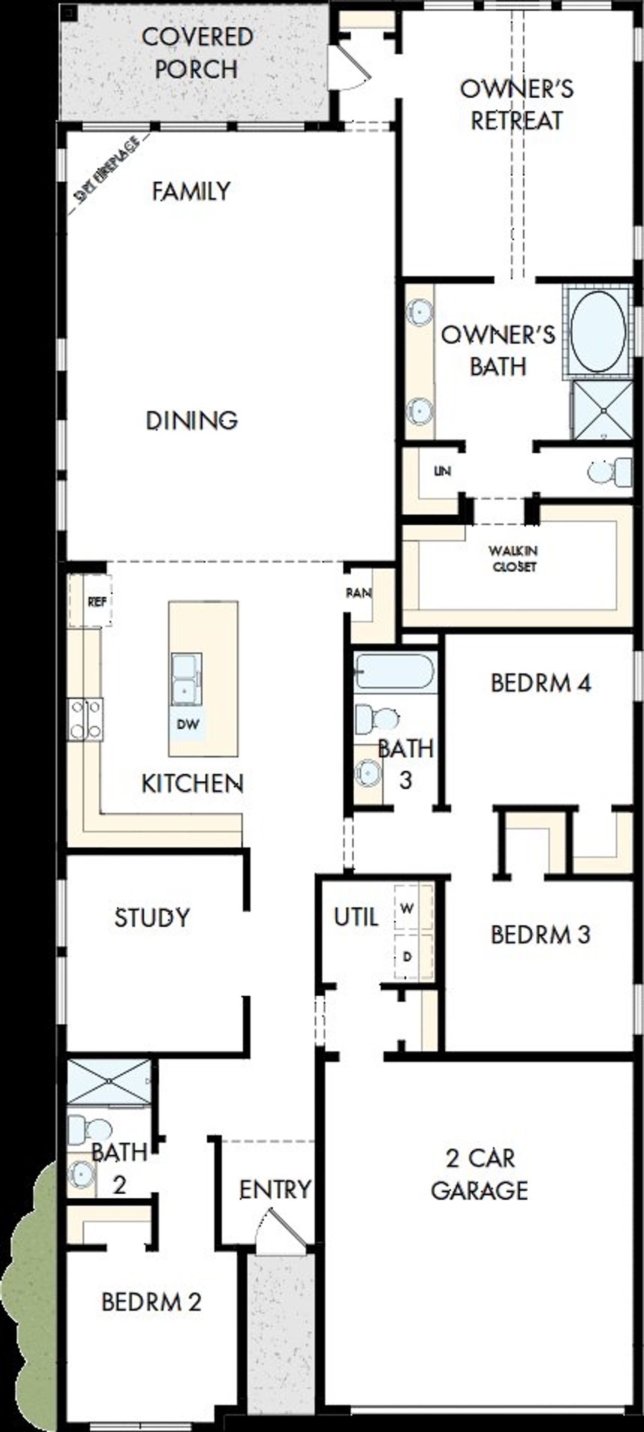 2D floor plan layout of this home in The Colony, Bastrop, TX (Image 2).