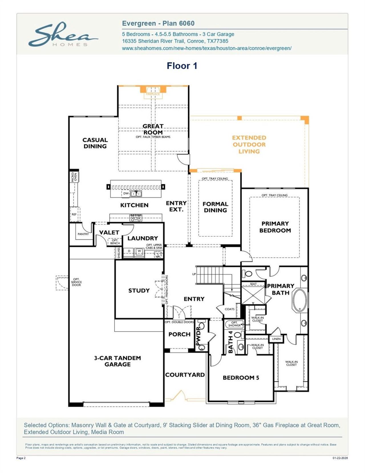 2D floor plan layout of this home in Evergreen 70', Conroe, TX (Image 2). 2D floor plan layout of this home in Evergreen 70', Conroe, TX (Image 2).