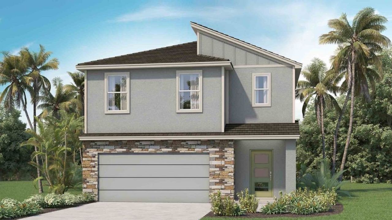 Representative exterior photo of a completed home built from the Robie Modern by D.R. Horton in Berry Bay, Wimauma, FL (Image 2).