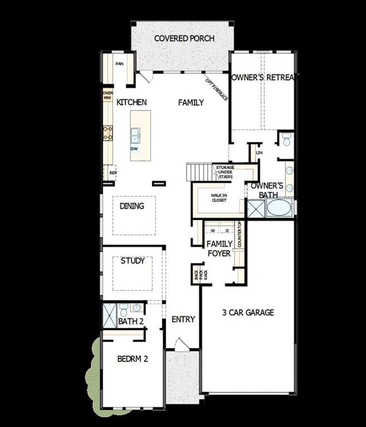 2D floor plan layout of this home in Pecan Square - Gardens, Northlake, TX (Image 2).