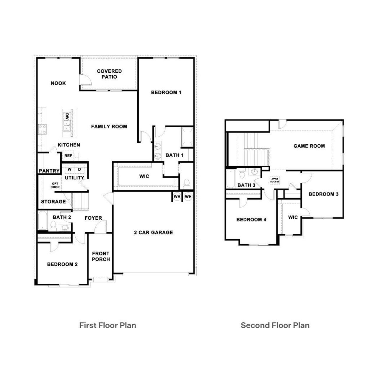 2D floor plan layout of this home in Trails at Wildhorse, Austin, TX (Image 2).