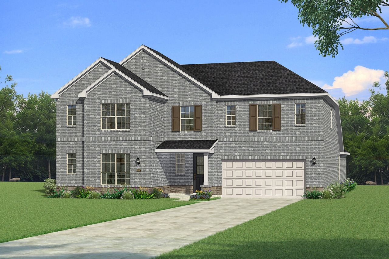 Front exterior of a new home in Sutton Fields, Celina, TX, highlighting curb appeal (Image 2).