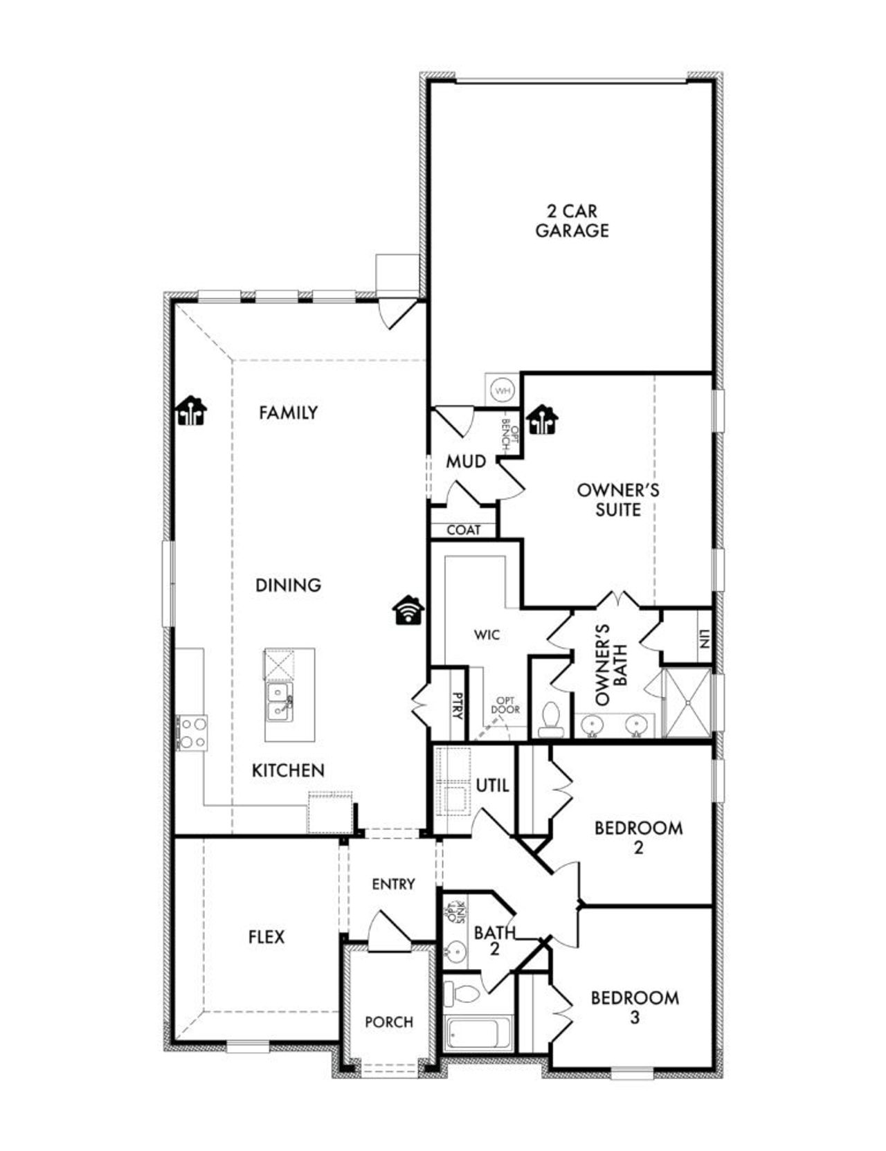 2D floor plan layout of this home in Redden Farms, Midlothian, TX (Image 2).