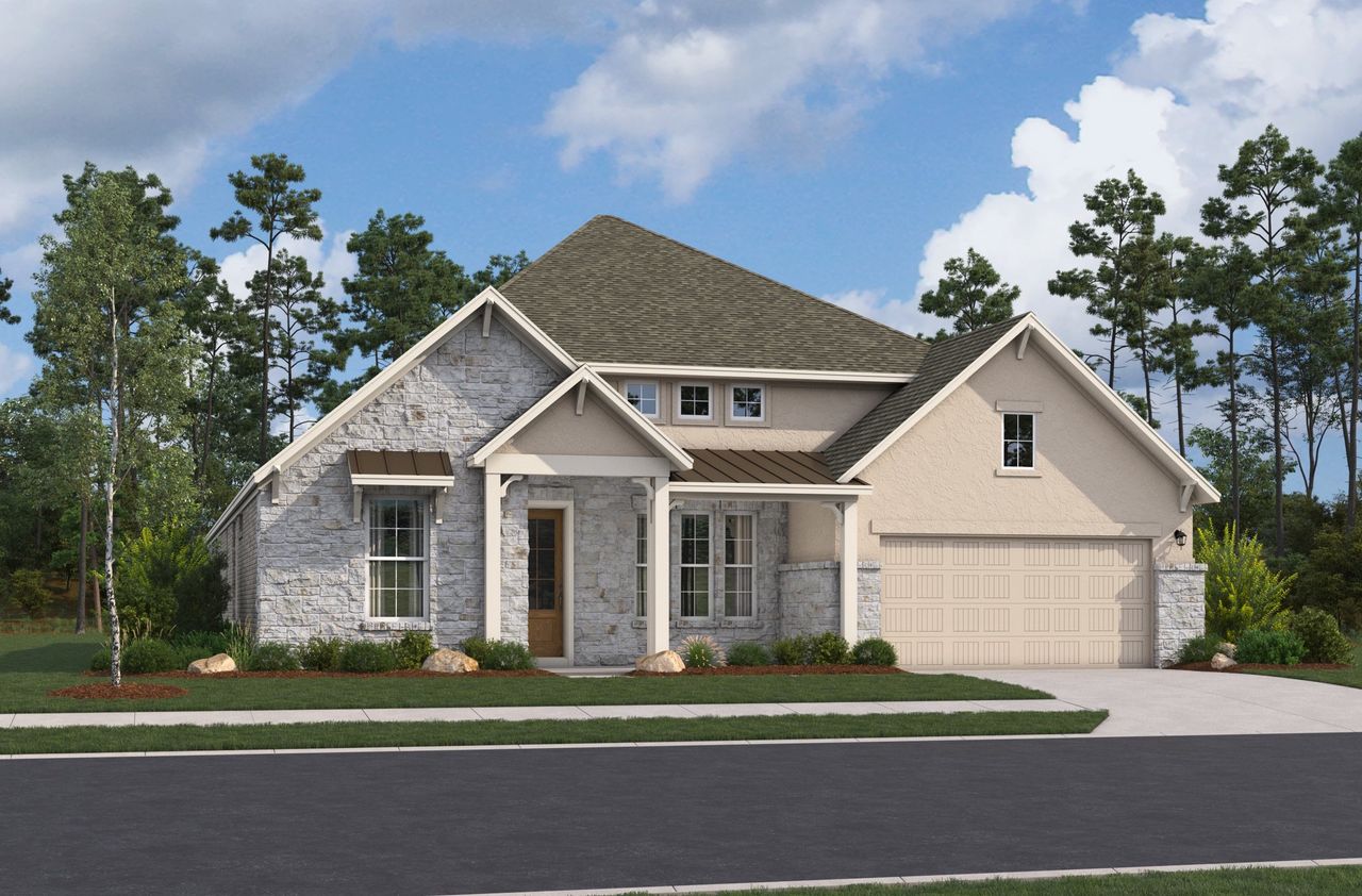 Representative exterior photo of a completed home built from the Harper by Beazer Homes in Johnson Ranch, San Antonio, TX (Image 2).