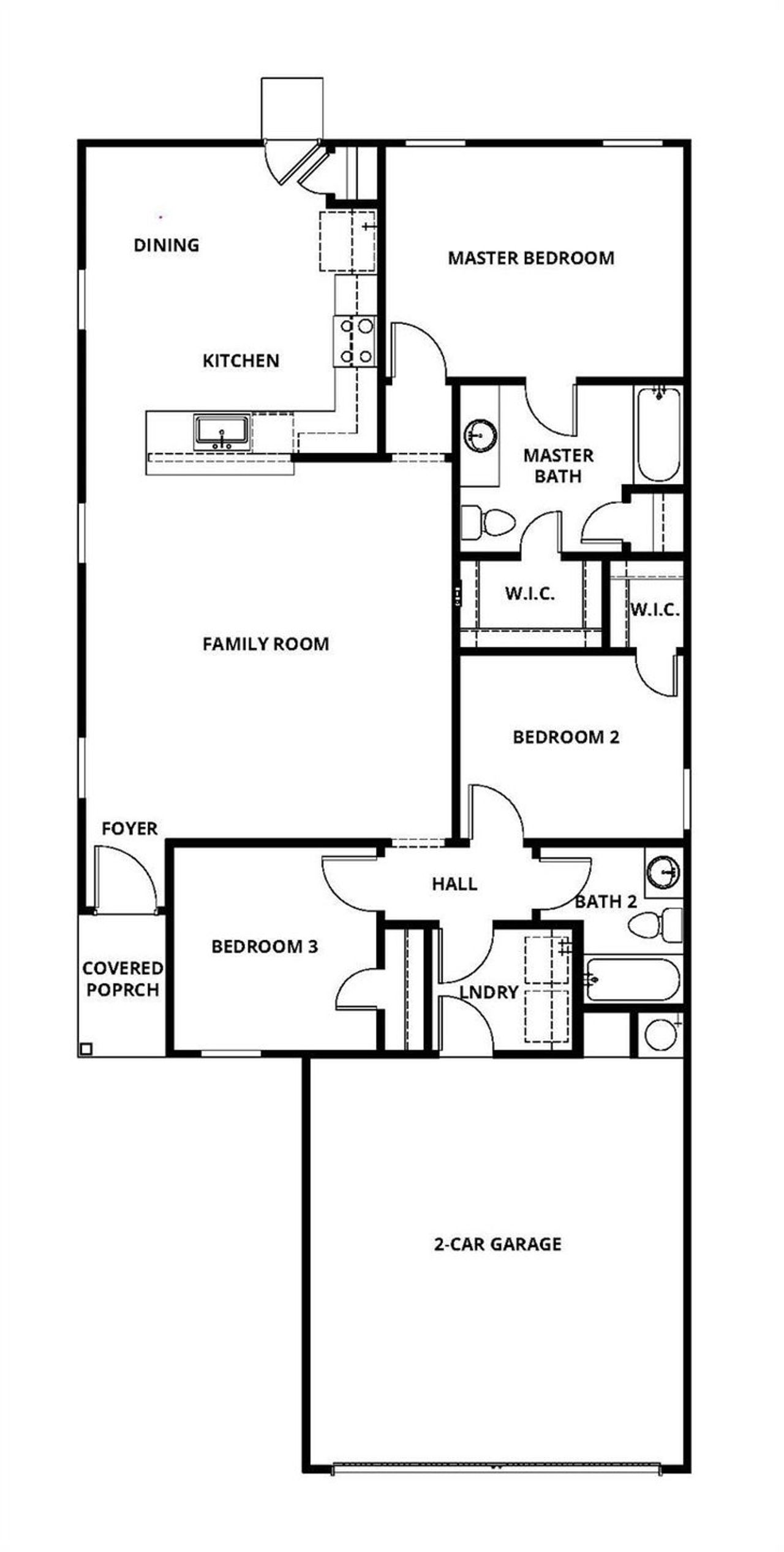 2D floor plan layout of this home in Colson Ranch, Jarrell, TX (Image 2).