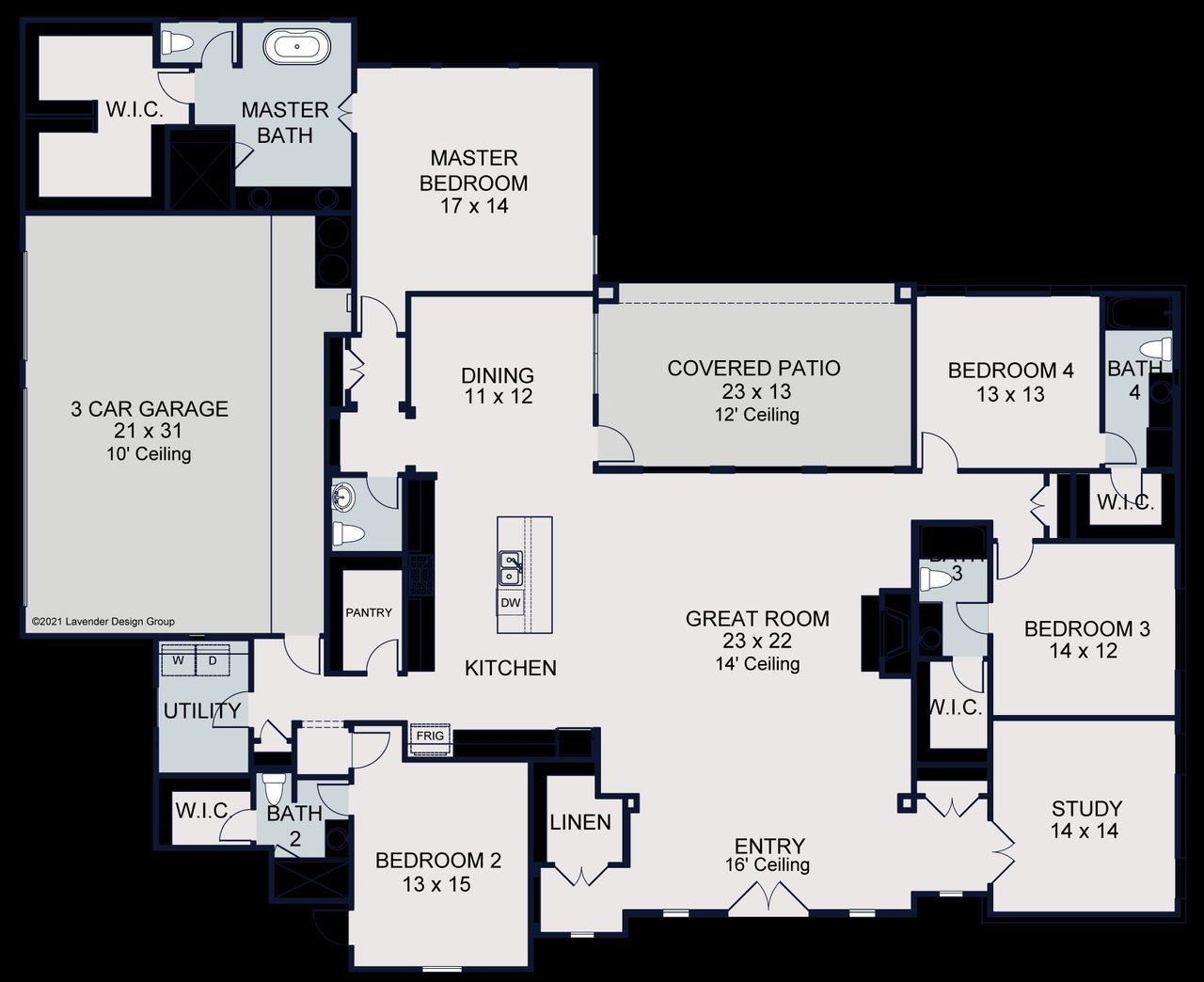 2D floor plan layout for the Alpine by Sitterle Homes in Enchanted Bluff, Garden Ridge, TX (Image 2). 2D floor plan layout for the Alpine by Sitterle Homes in Enchanted Bluff, Garden Ridge, TX (Image 2).