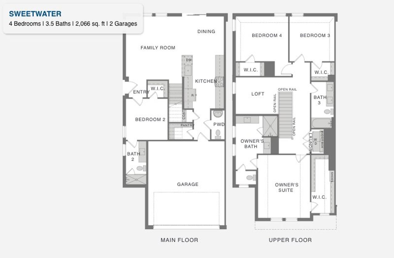 2D floor plan layout for the Sweetwater by CB JENI Homes in Midtown GP, Grand Prairie, TX (Image 2). 2D floor plan layout for the Sweetwater by CB JENI Homes in Midtown GP, Grand Prairie, TX (Image 2).