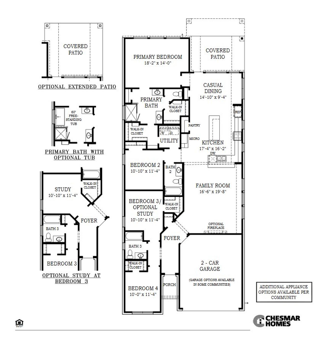 2D floor plan layout for the Marion by Chesmar Homes in Sunterra, Katy, TX (Image 2).