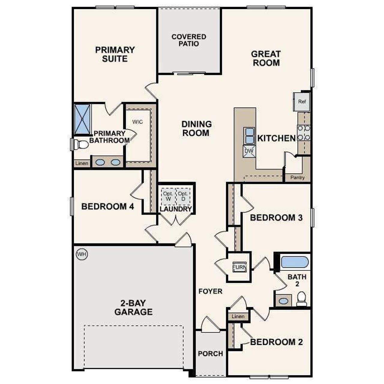 2D floor plan layout of this home in Peachtree Estates, Chatsworth, GA (Image 2).