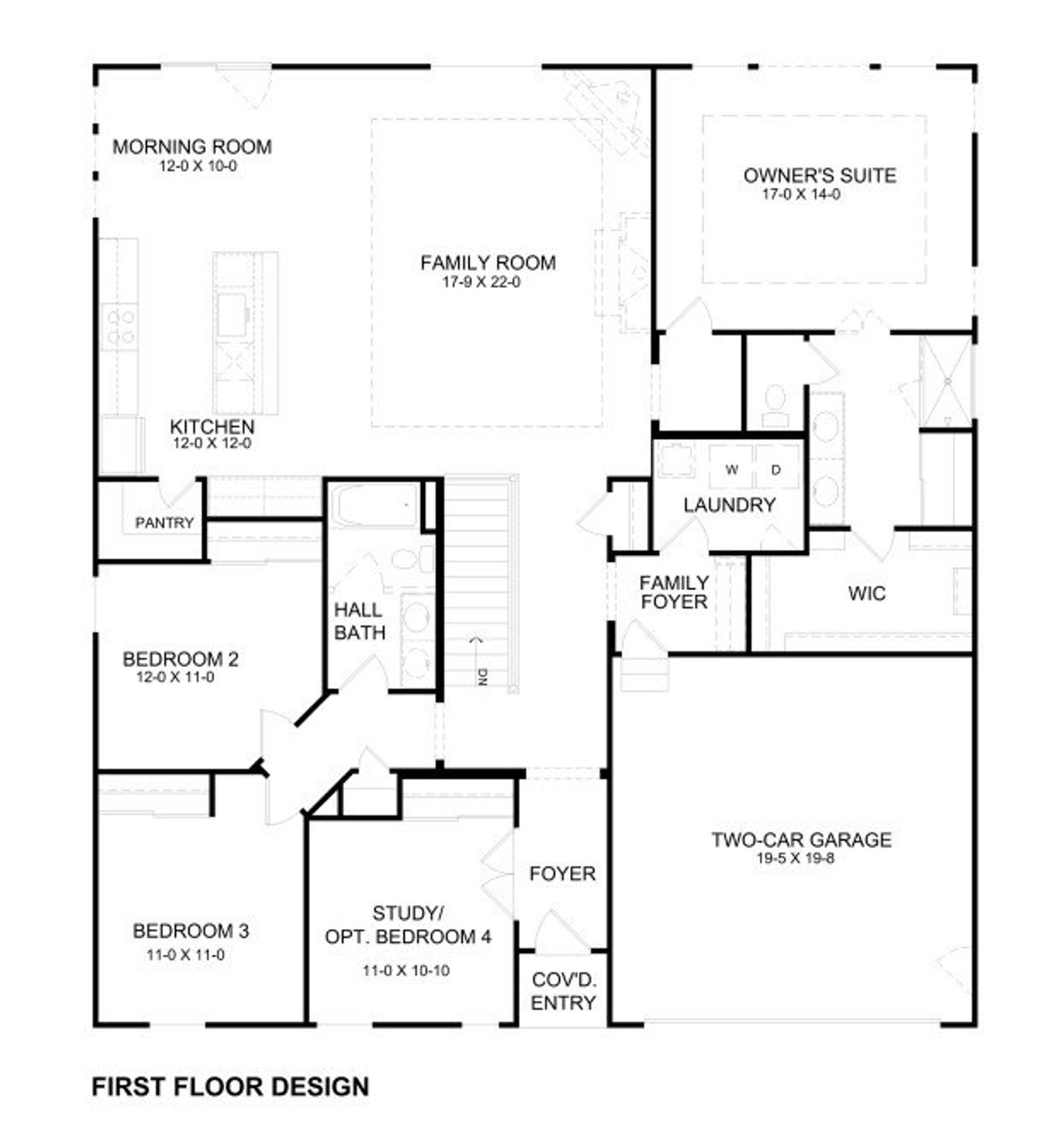 2D floor plan layout for the Calvin by Fischer Homes in Lochmoor at Savannah Lakes, Douglasville, GA (Image 2).