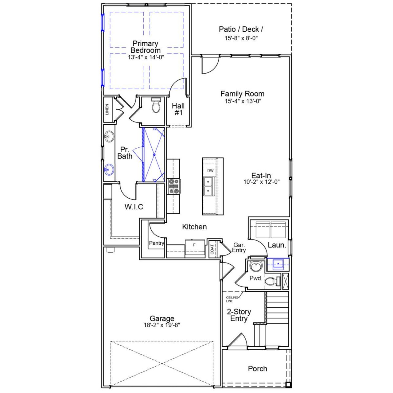 2D floor plan layout of this home in Landmark Commons, Boiling Springs, SC (Image 2).