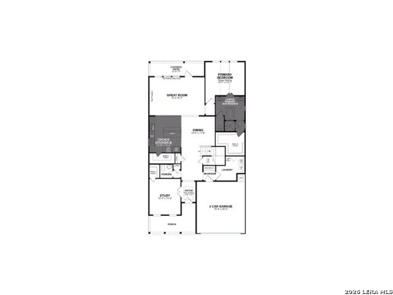 2D floor plan layout of this home in Parklands Estates, Schertz, TX (Image 2).