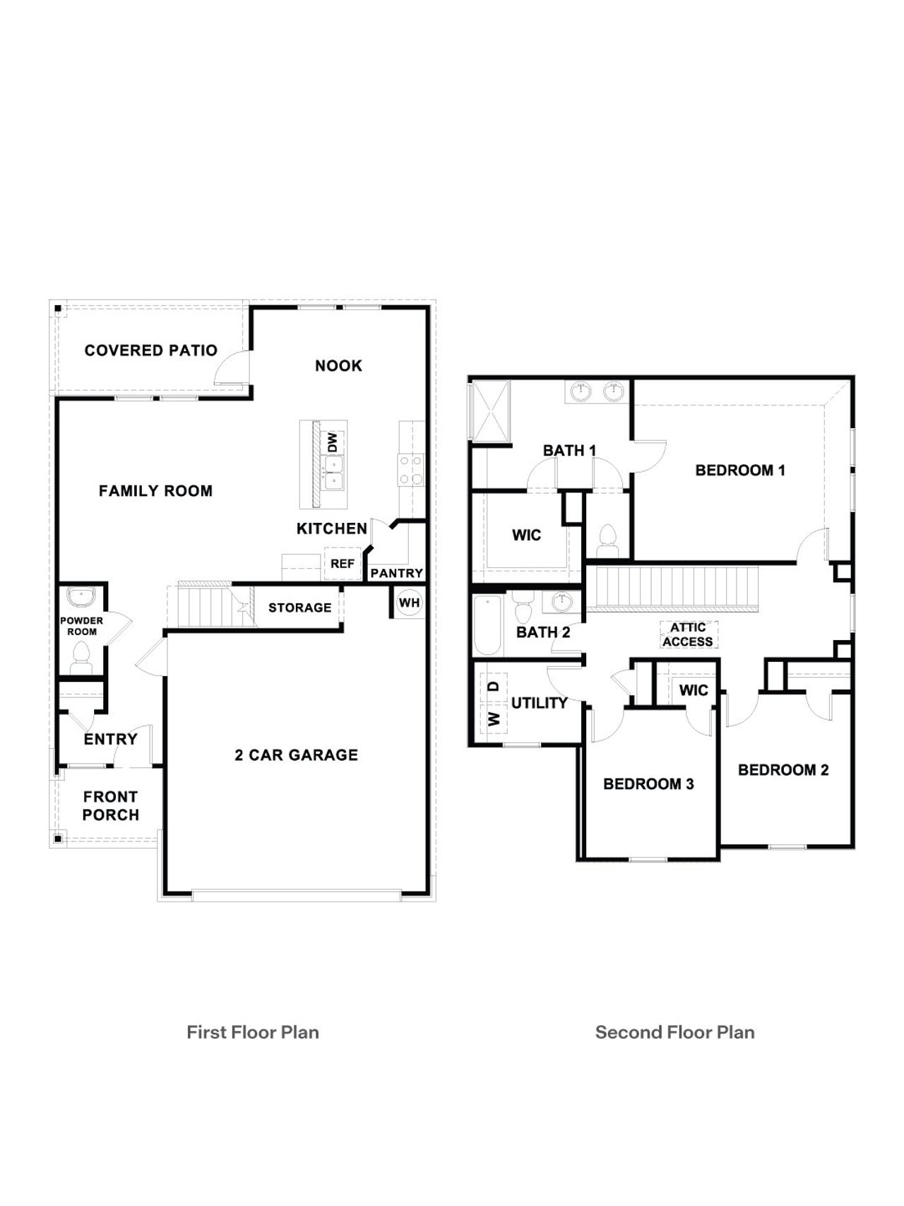 2D floor plan layout of this home in Bar W Ranch, Leander, TX (Image 2).