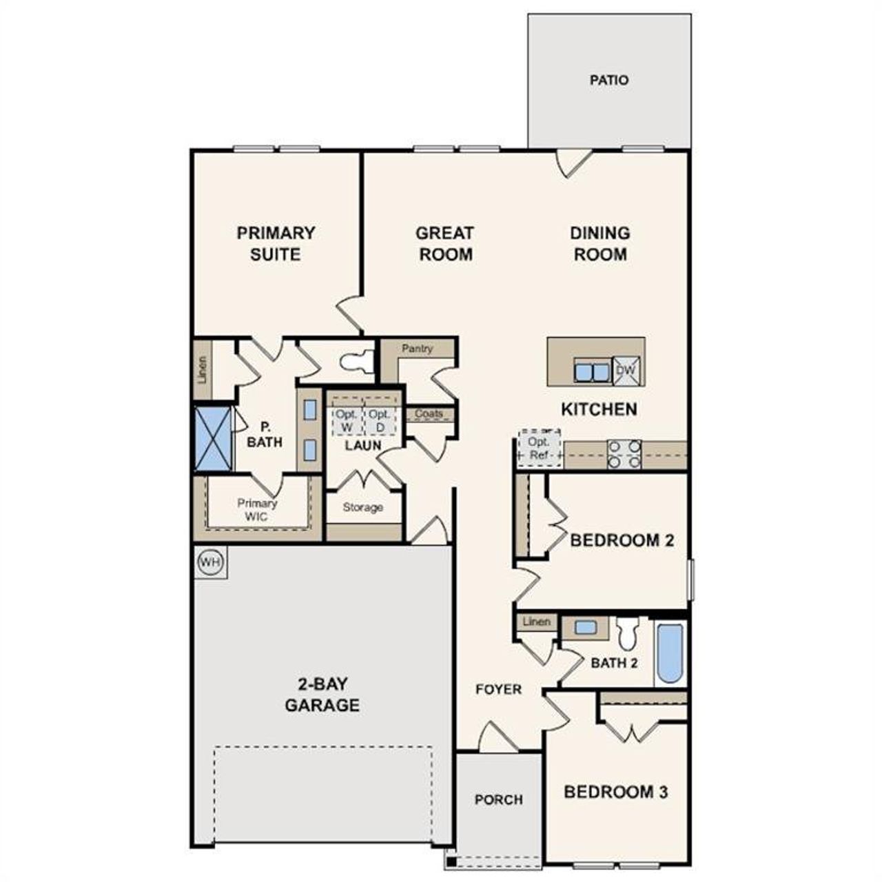 2D floor plan layout of this home in Pennsylvania Avenue, Springtown, TX (Image 2).