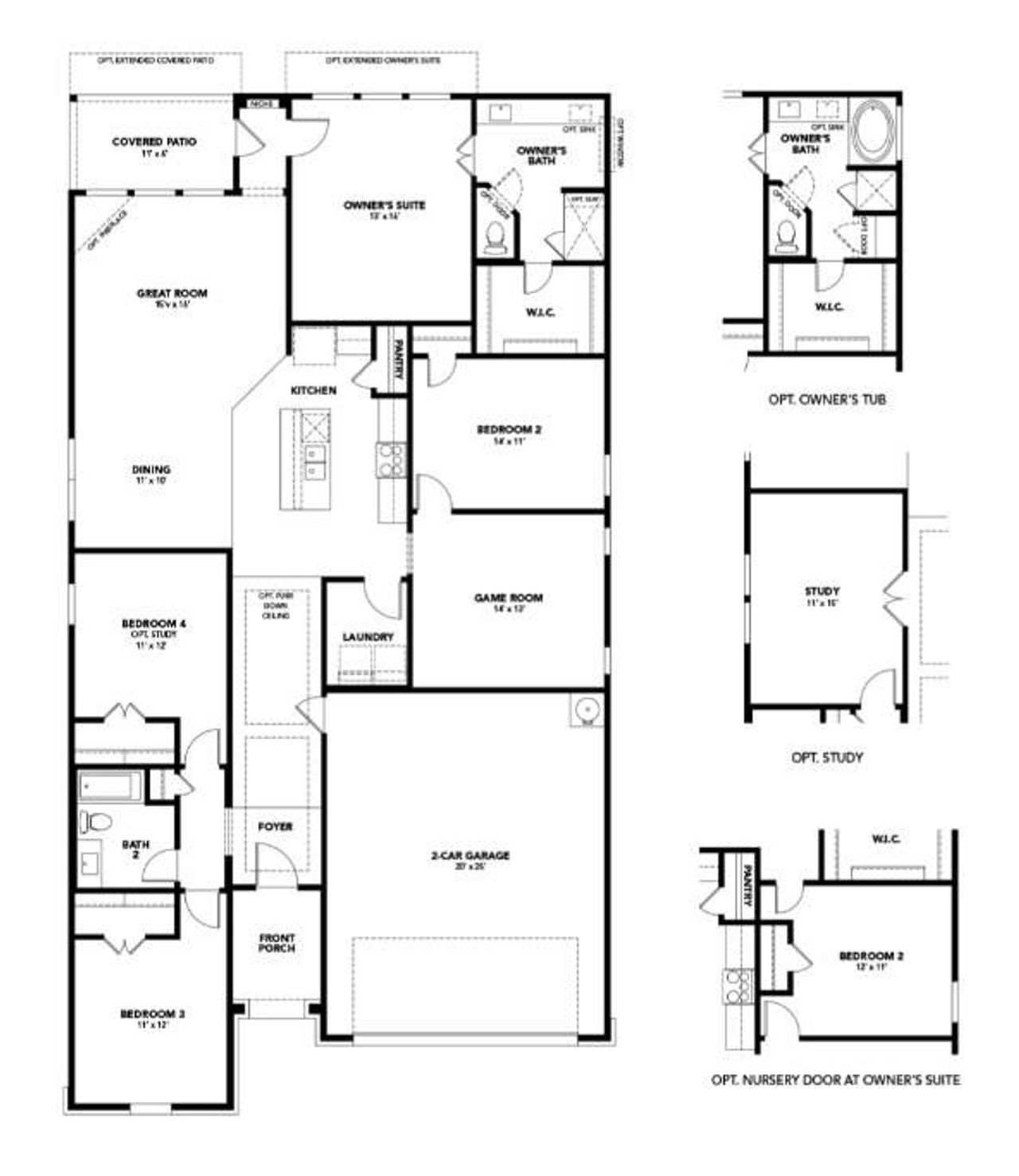 2D floor plan layout of this home in Opal Ranch, Kyle, TX (Image 2).