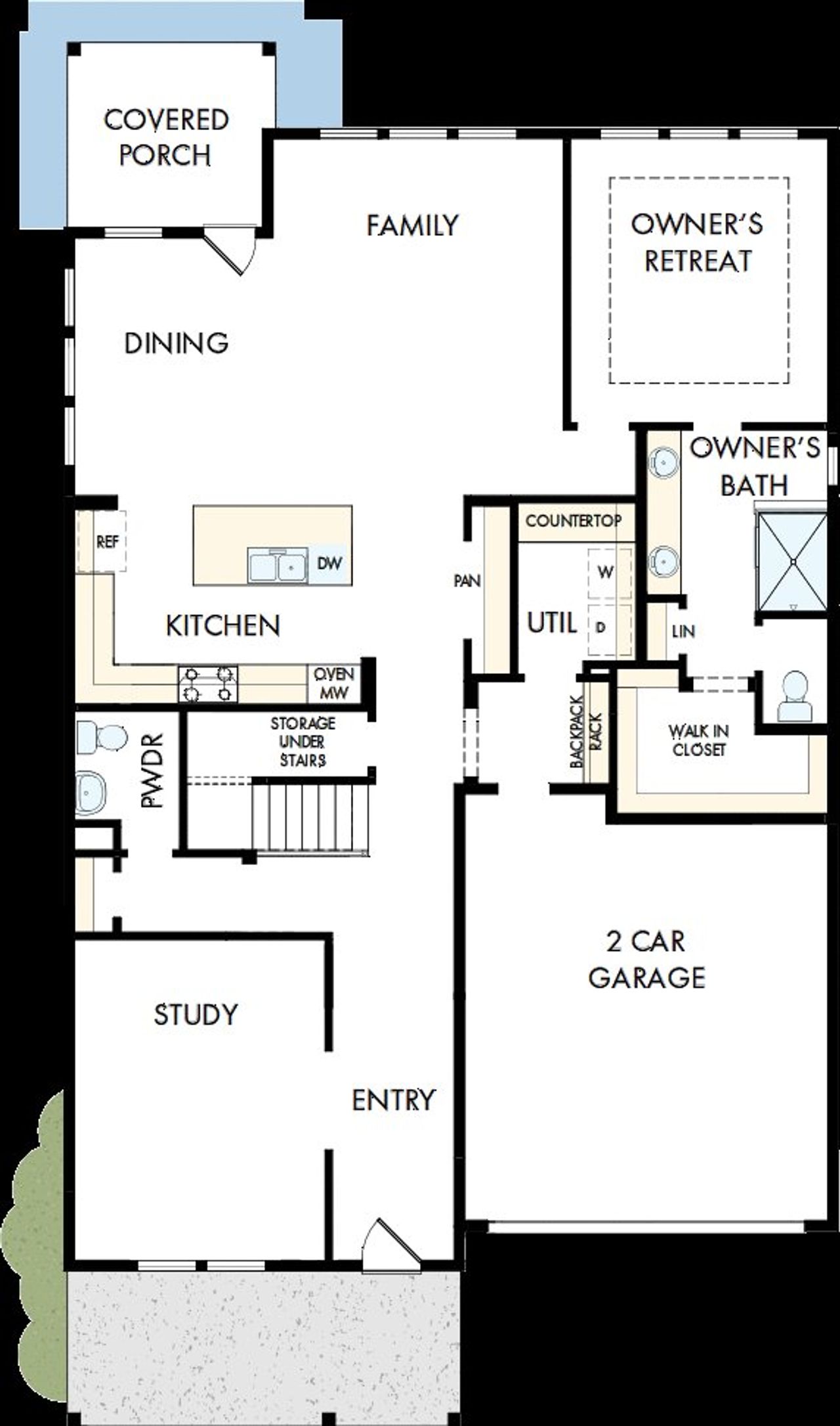 2D floor plan layout of this home in The River District – Excursion Collection, Charlotte, NC (Image 2).