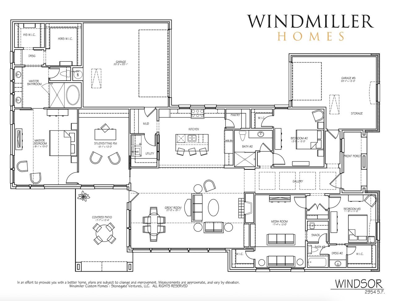 2D floor plan layout for the Windsor by Windmiller Custom Homes in The Highlands, Northlake, TX (Image 2). 2D floor plan layout for the Windsor by Windmiller Custom Homes in The Highlands, Northlake, TX (Image 2).