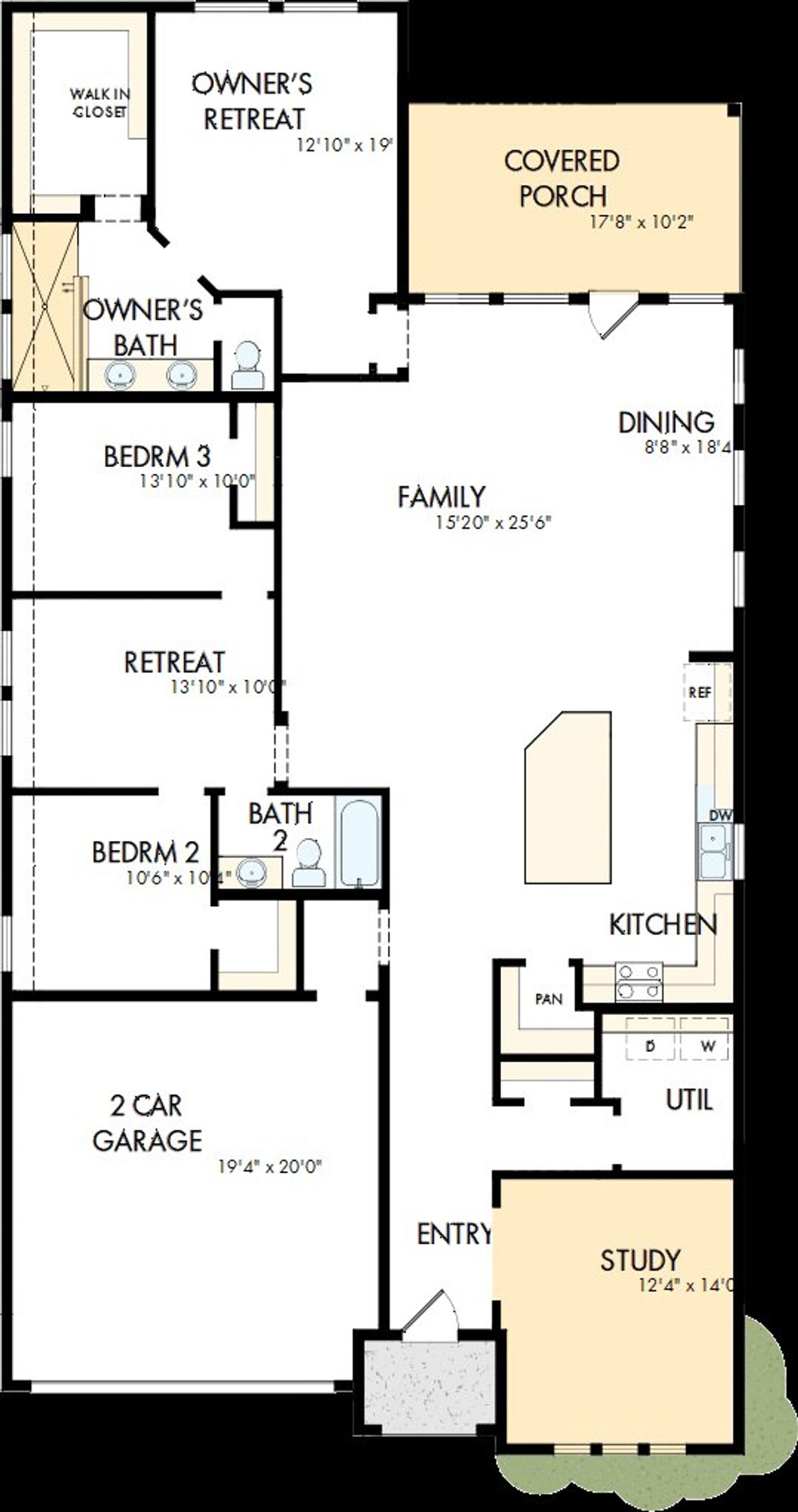 2D floor plan layout of this home in Meyer Ranch – Select Reserve Series, New Braunfels, TX (Image 2).
