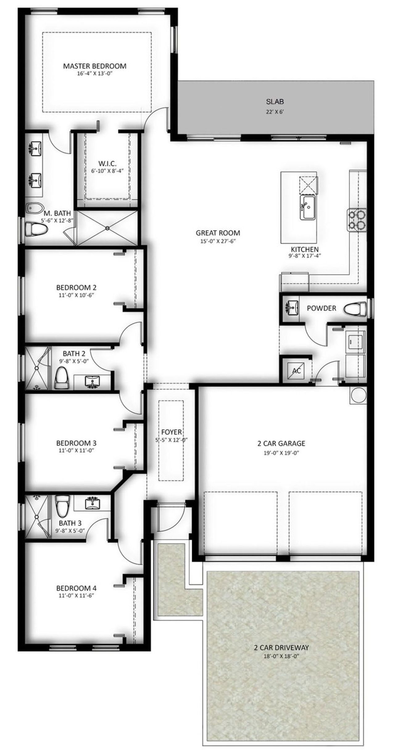 2D floor plan layout for the Emilia by Century Homebuilders Group in Century Heights, Miami, FL (Image 2).