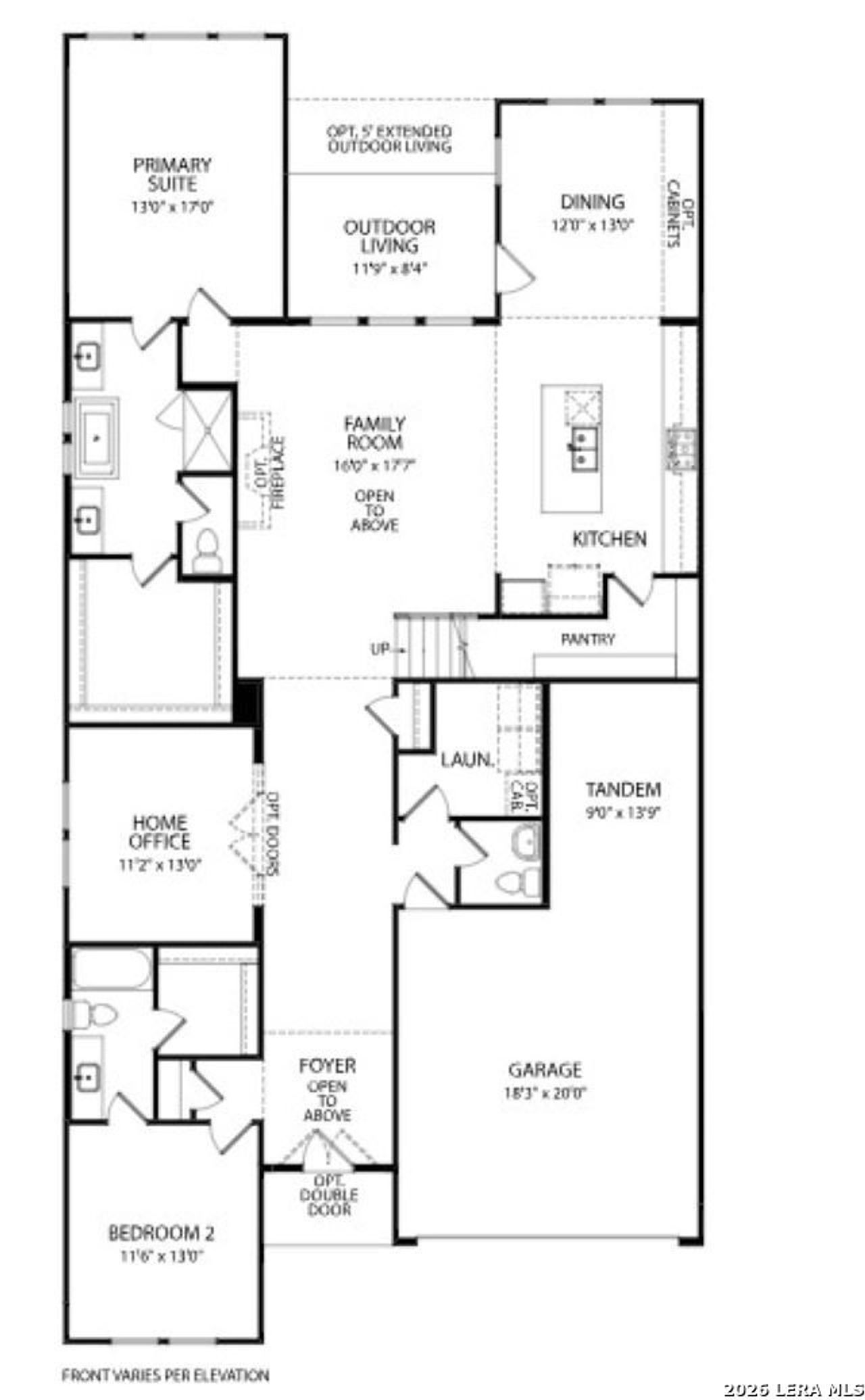 2D floor plan layout of this home in Ladera - 50s, San Antonio, TX (Image 2).
