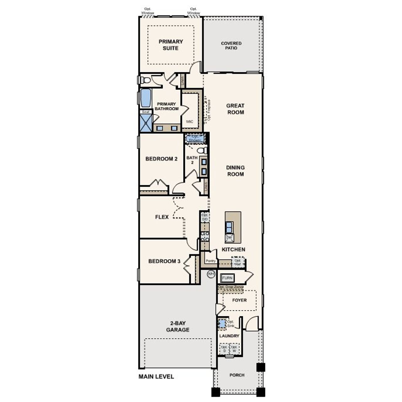 2D floor plan layout for the Captiva by Century Communities in Seminole Palms, Palm Coast, FL (Image 2). 2D floor plan layout for the Captiva by Century Communities in Seminole Palms, Palm Coast, FL (Image 2).