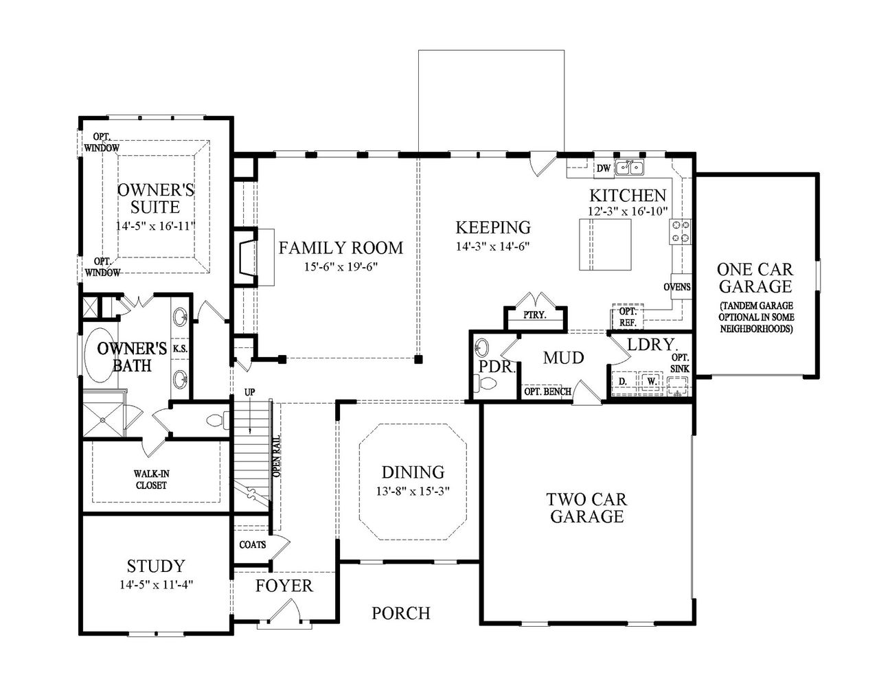 2D floor plan layout for the Milton II by Peachtree Residential in White Post on Lake Lanier, Gainesville, GA (Image 2).