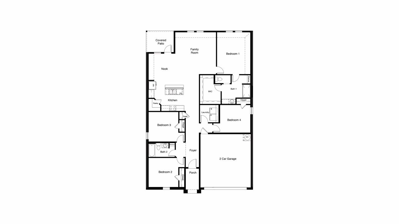 2D floor plan layout of this home in Lonestar at Liberty Trails, Fort Worth, TX (Image 2).