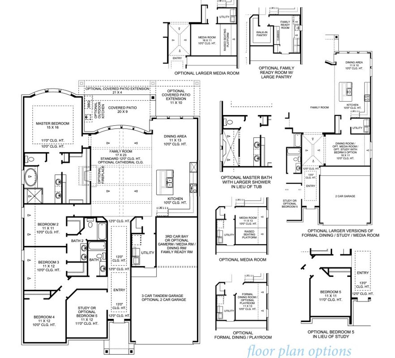 2D floor plan layout for the Hurst 2615 by J. Patrick Homes in The George, Richmond, TX (Image 2).