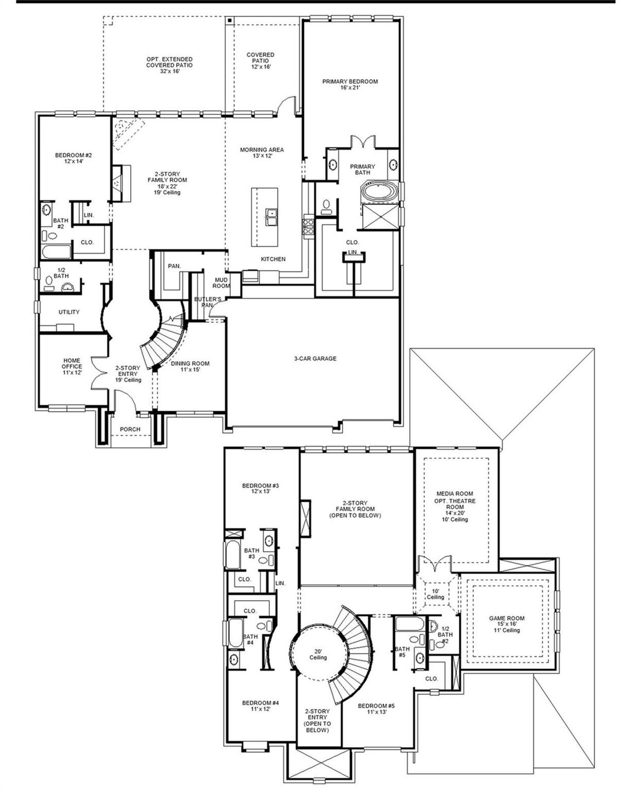 2D floor plan layout of this home in Parkside on the River West, Georgetown, TX (Image 2).