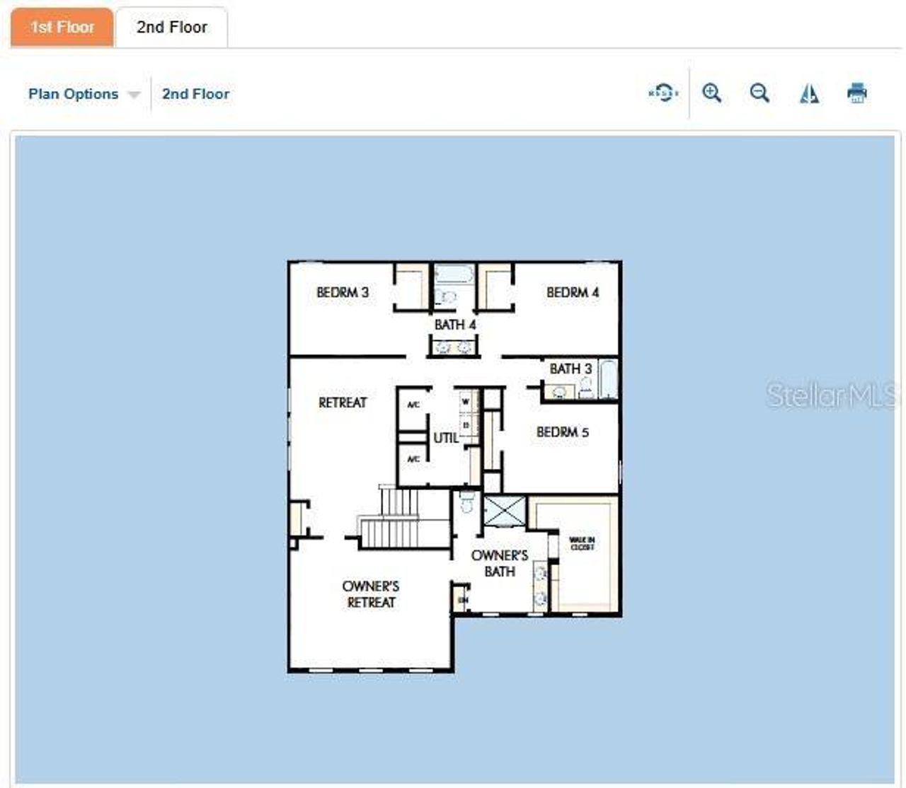 2D floor plan layout of this home in Oakfield at Mount Dora Village Series, Mount Dora, FL (Image 2).