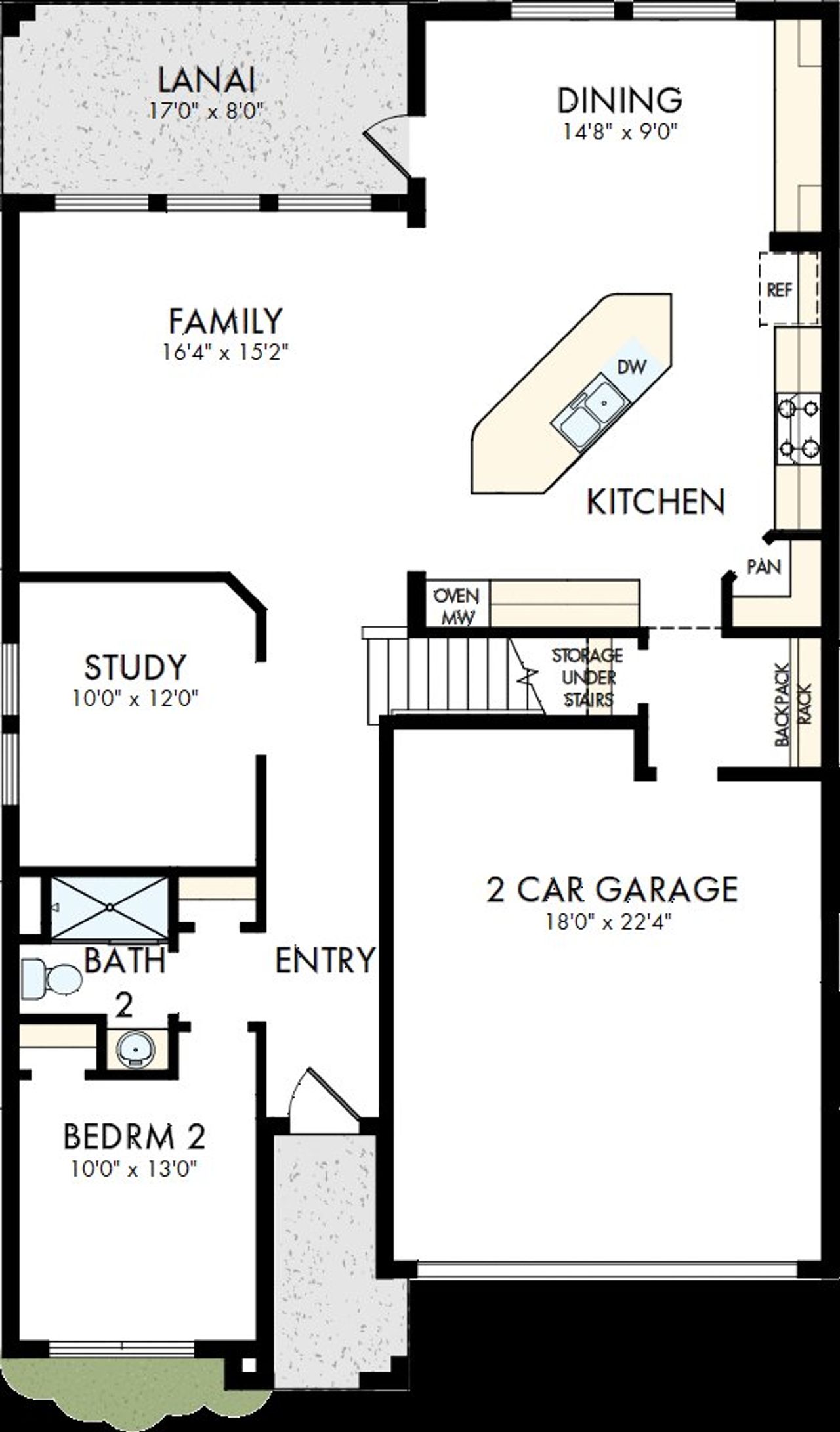 2D floor plan layout of this home in South Tampa - Urban Collection, Tampa, FL (Image 2).