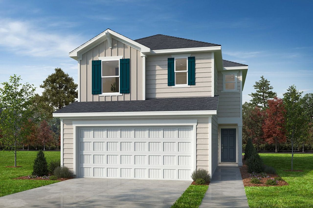 Representative exterior photo of a completed home built from the 1558 by KB Home in Magnolia Forest – Grove Series, Raleigh, NC (Image 2). Representative exterior photo of a completed home built from the 1558 by KB Home in Magnolia Forest – Grove Series, Raleigh, NC (Image 2).