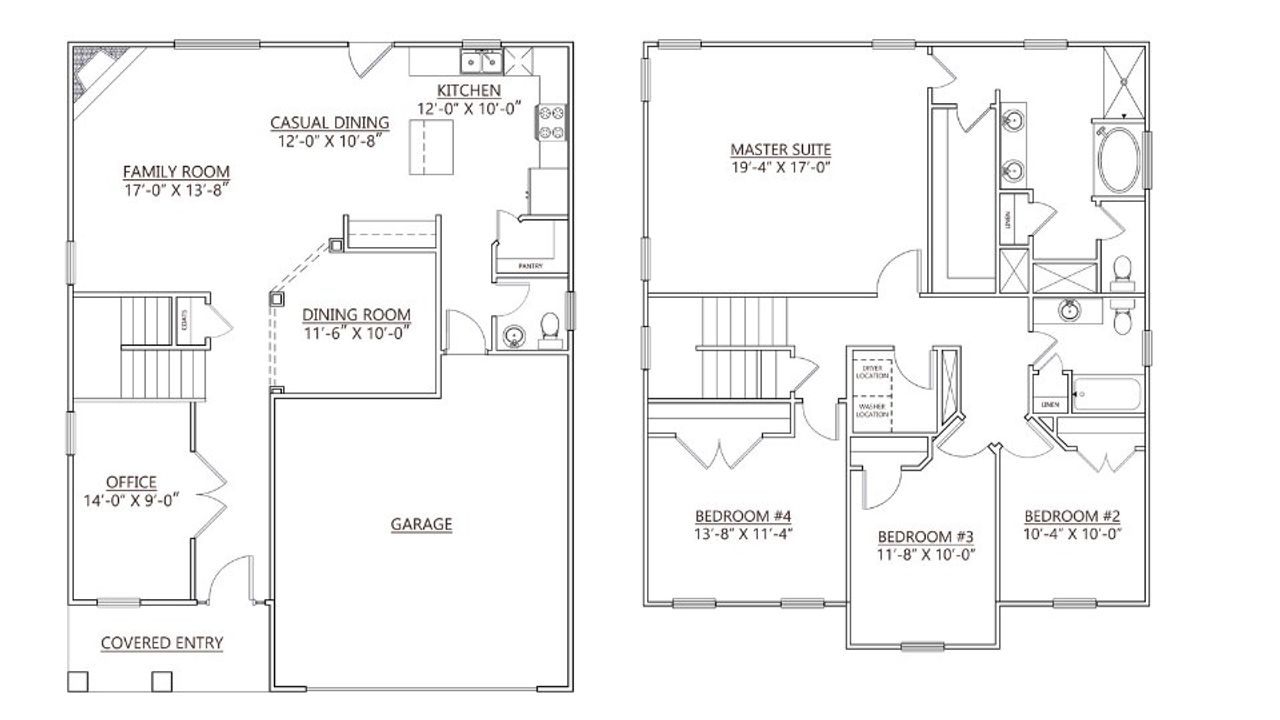2D floor plan layout for the Phoenix by D.R. Horton in River Trace, Simpsonville, SC (Image 2).