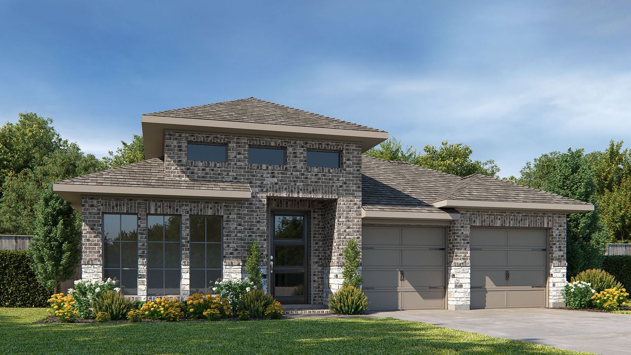 Representative exterior photo of a completed home built from the 2358V by Perry Homes in The Parklands, Santa Clara, TX (Image 2).