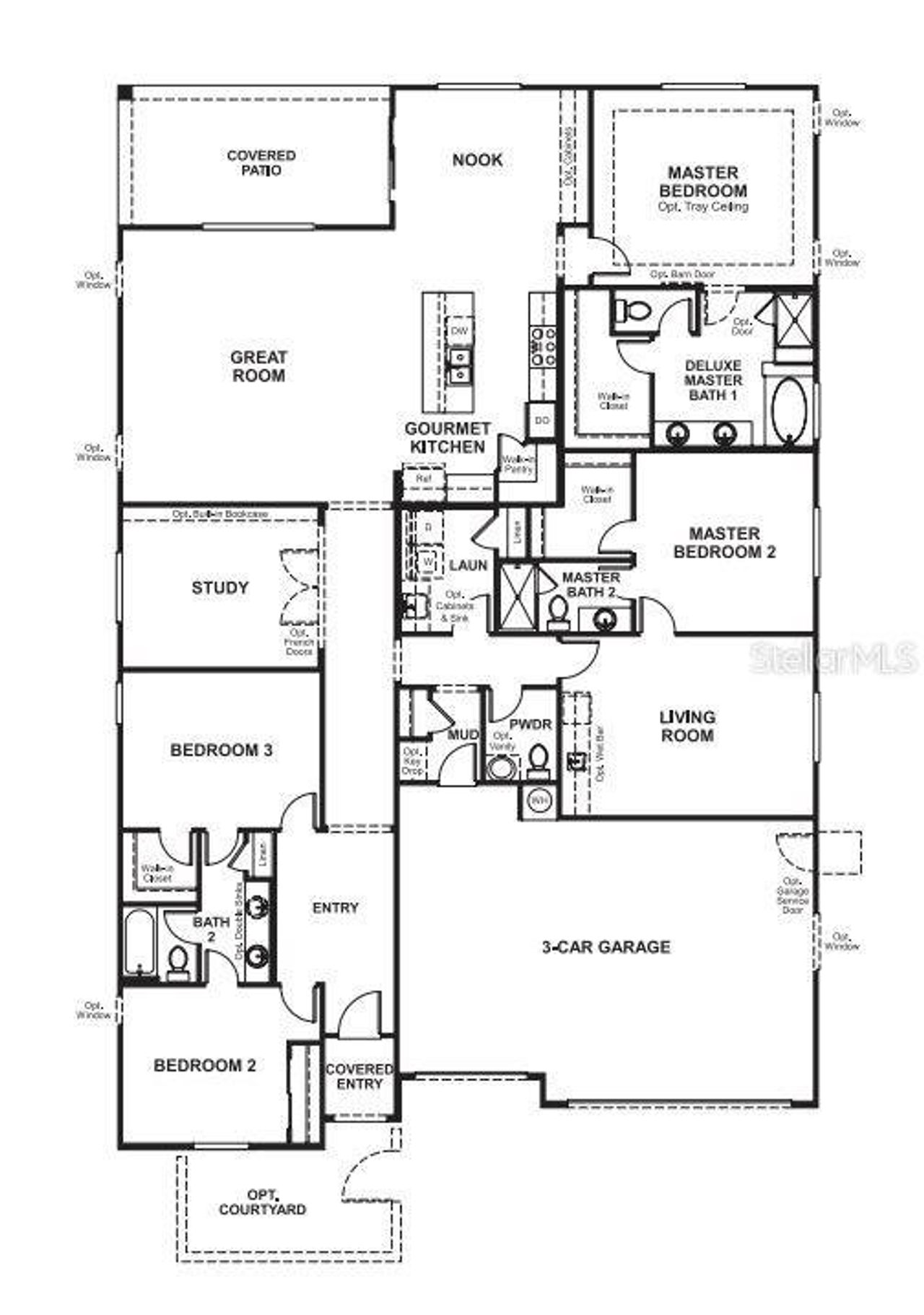 2D floor plan layout of this home in Rye Manor at Legacy Preserve, Parrish, FL (Image 2).