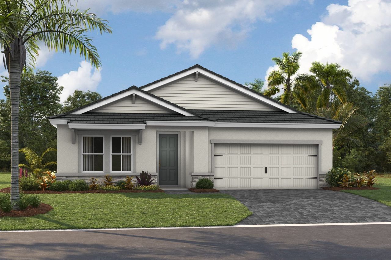 Representative exterior photo of a completed home built from the Heron II by Homes by WestBay in Star Farms at Lakewood Ranch, Lakewood Ranch, FL (Image 2). Representative exterior photo of a completed home built from the Heron II by Homes by WestBay in Star Farms at Lakewood Ranch, Lakewood Ranch, FL (Image 2).
