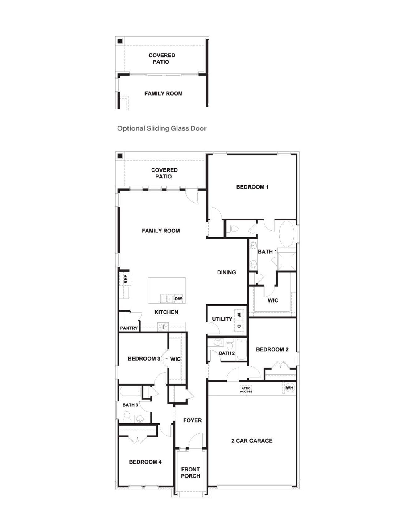 2D floor plan layout of this home in The Enclave at Bar W Ranch, Leander, TX (Image 2).