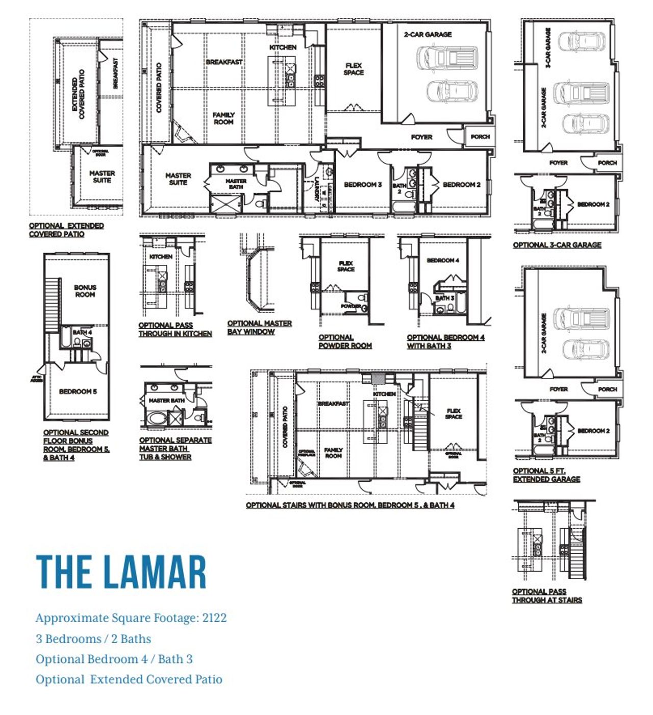 2D floor plan layout for the The Lamar by McKinley Homes in Fieldstone, Katy, TX (Image 2).