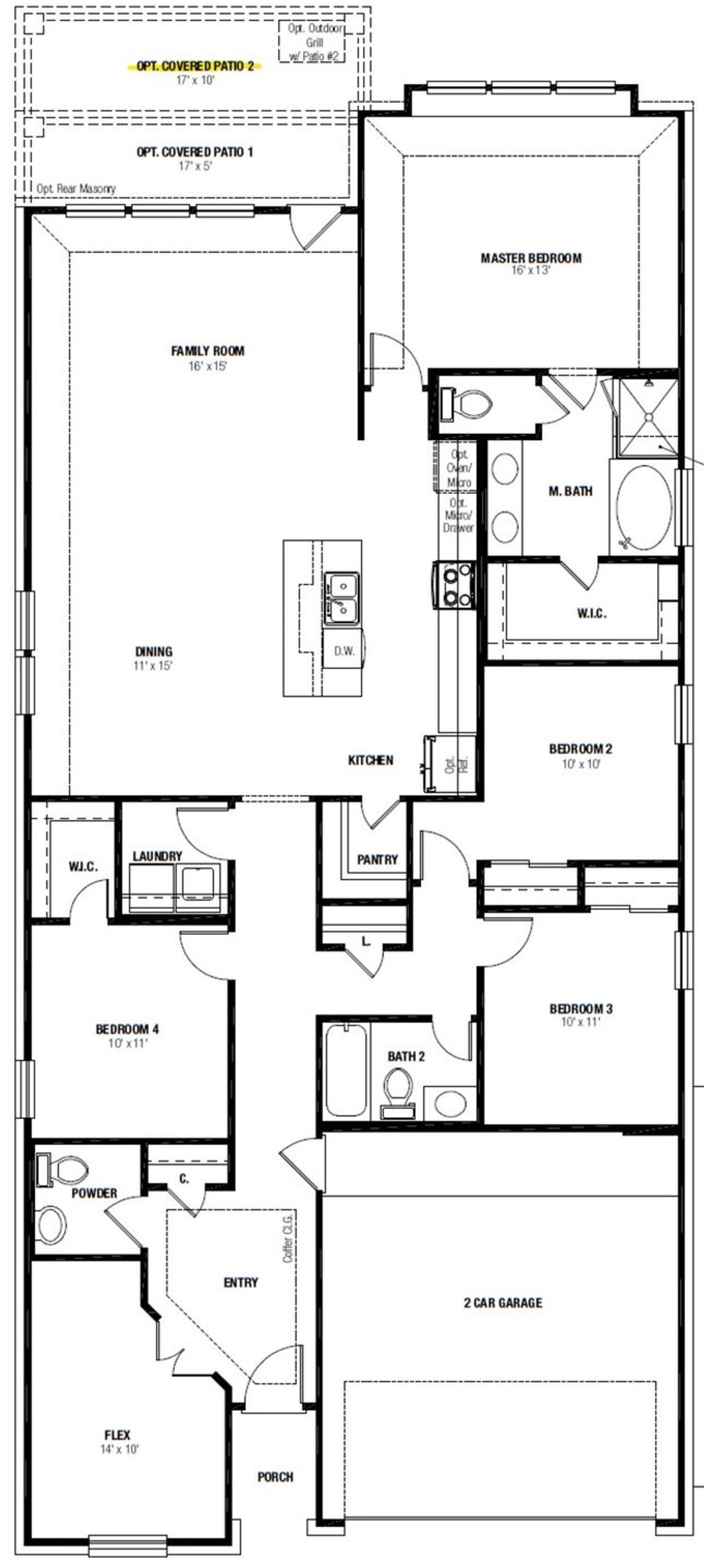 2D floor plan layout of this home in The Crossvine, Schertz, TX (Image 2).