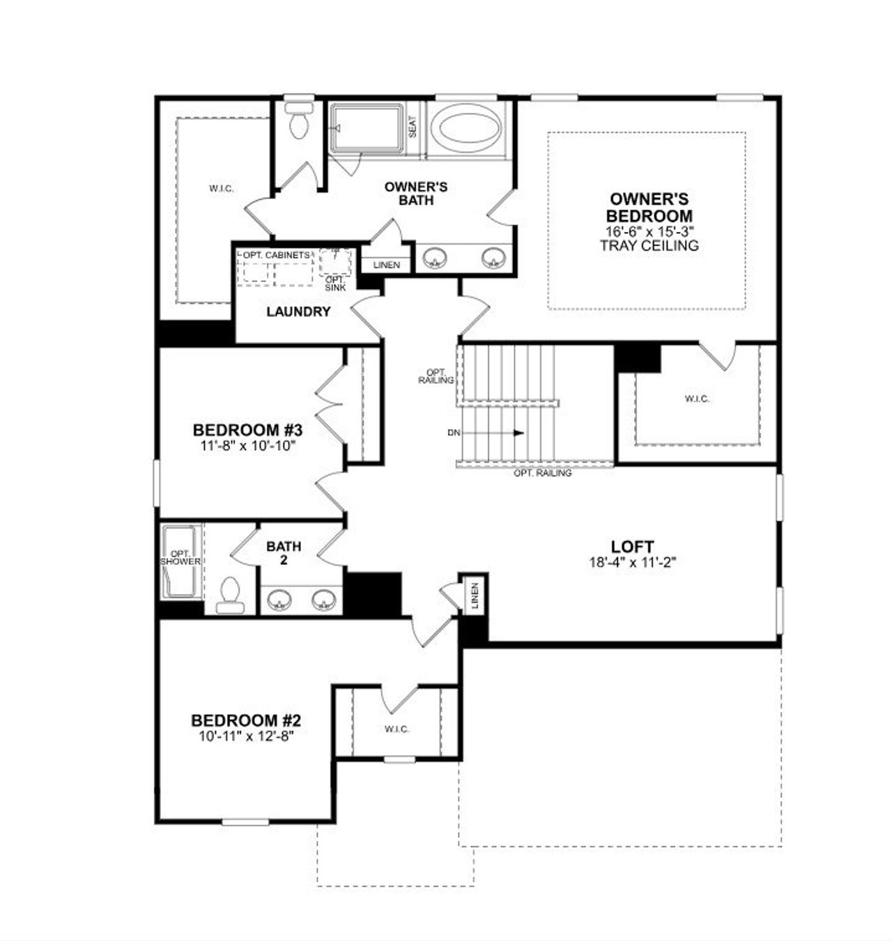 2D floor plan layout of this home in Whitaker Pointe, Huntersville, NC (Image 2).