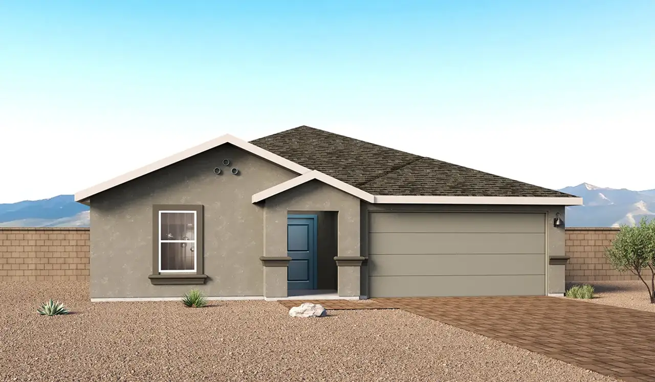 Representative exterior photo of a completed home built from the Anza - T40A by D.R. Horton in Sorrel Ridge Estates, Tucson, AZ (Image 2). Representative exterior photo of a completed home built from the Anza - T40A by D.R. Horton in Sorrel Ridge Estates, Tucson, AZ (Image 2).