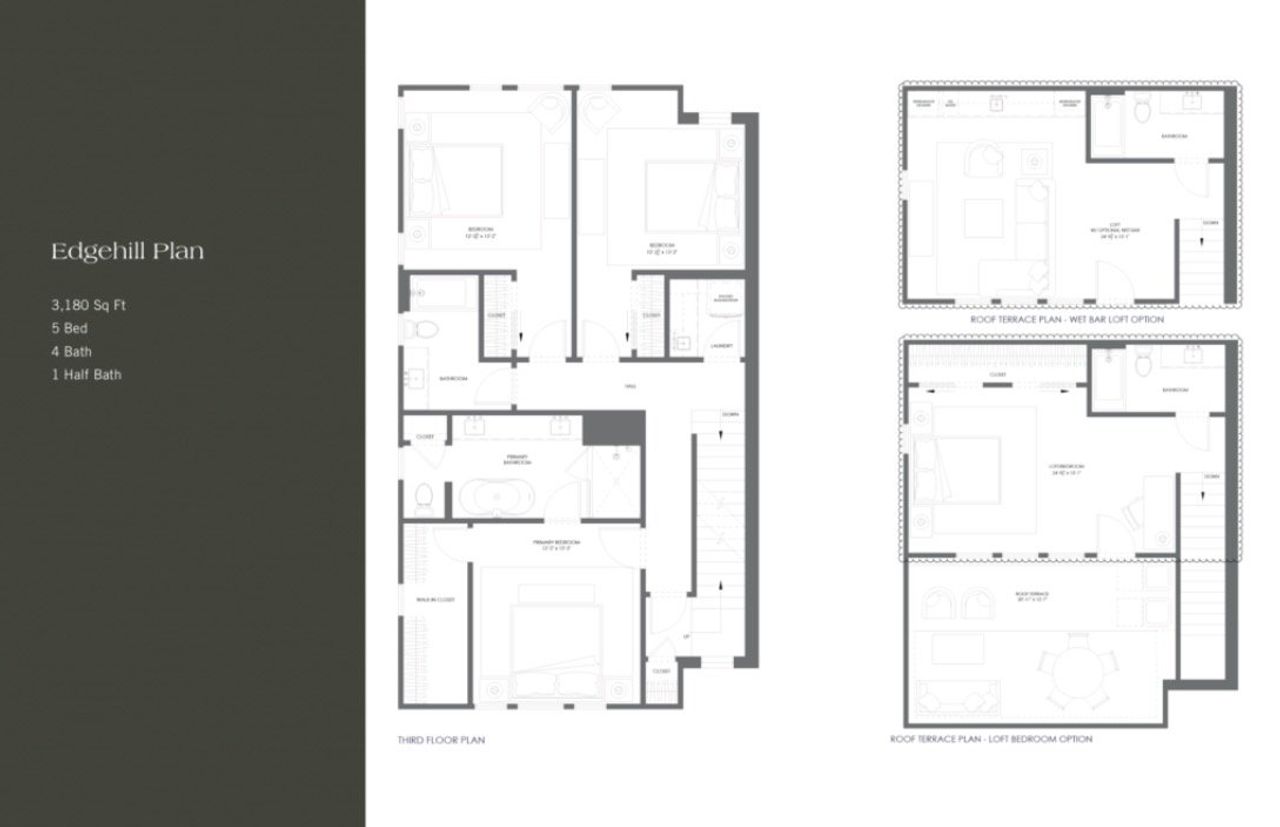 2D floor plan layout for the Edgehill by Heritage Construction Company, LLC in Selwyn Walk, Charlotte, NC (Image 2).