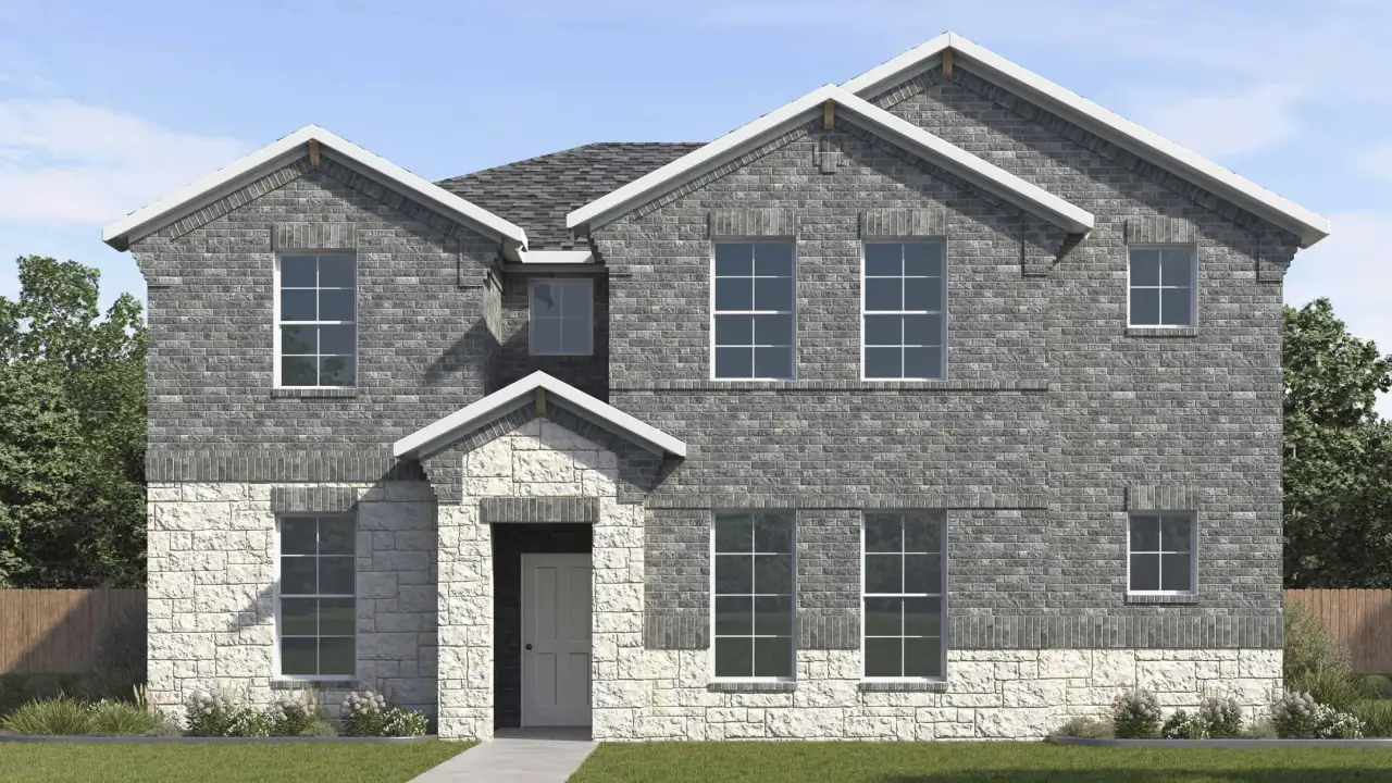 Representative exterior photo of a completed home built from the Tatum by D.R. Horton in Boardwalk, Lancaster, TX (Image 2). Representative exterior photo of a completed home built from the Tatum by D.R. Horton in Boardwalk, Lancaster, TX (Image 2).