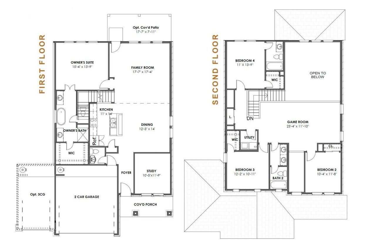 2D floor plan layout for the Christina 2516HS3CG by Saratoga Homes in Creekhaven, Iowa Colony, TX (Image 2).